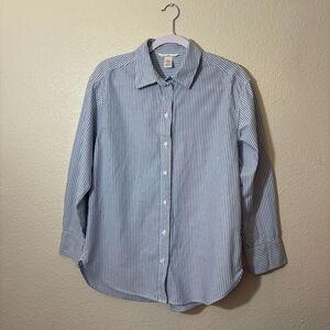 H&M Blue & White Button-Up Long Sleeve Top – Size XS